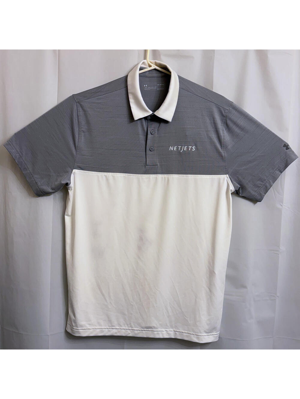 Under Armour Men's LG Large Gray White NetJets HeatGear Loose Fit Polo Shirt NWT